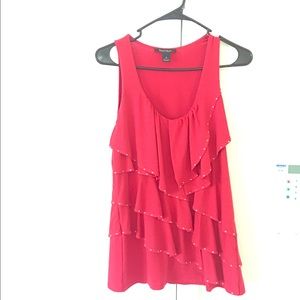 White House Black Market Red Ruffled Tank